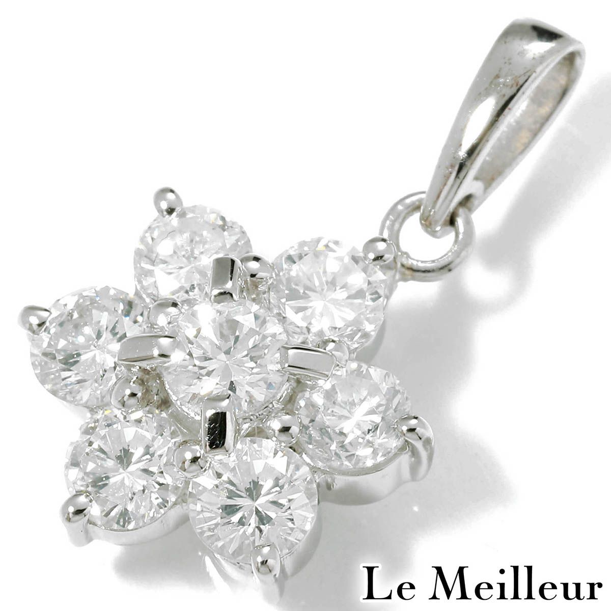 ダイヤモンド 1.01ct プラチナ Pt900 花モチーフ ペンダントトップ SI 