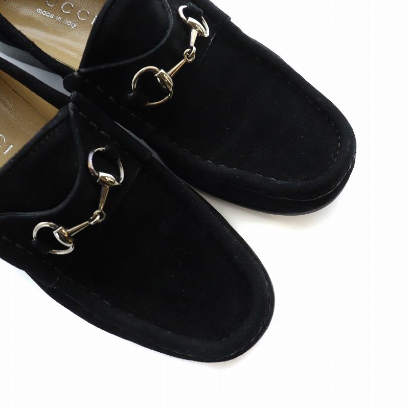 グッチ GUCCI ビットローファー スクエアトゥ ロゴ シルバー金具