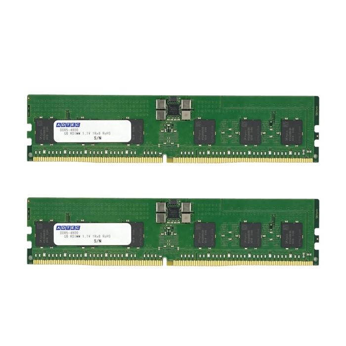 【新品・2営業日で発送】アドテック DDR5-4800 RDIMM 64GBx2枚 2Rx4 80bit【ADS4800D-R64GDATW】