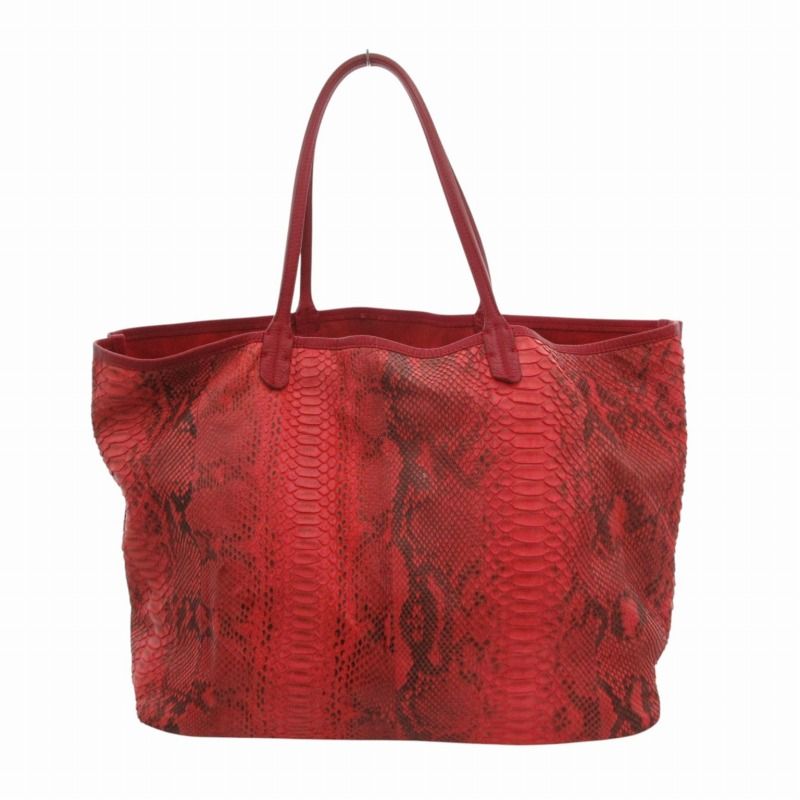 パイソンレザー トートバッグ ハンドバッグ 赤 レッド /FT □GY19  