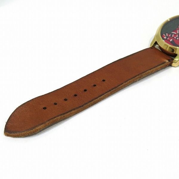 【美品】グッチ 腕時計 タイムレス 126.4 スネーク ビー レザー メンズ グッチ GUCCI Gタイムレス スネーク 126.4 YA126483 クォーツ