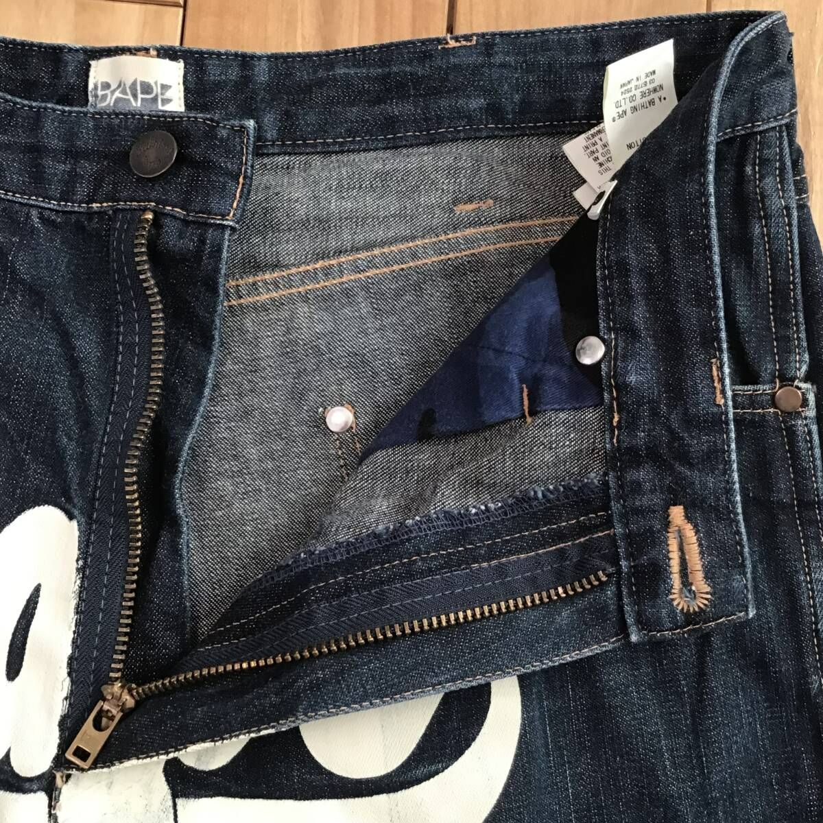 BAPE LOGO Denim Pants Lサイズ a bathing ape デニム パンツ エイプ