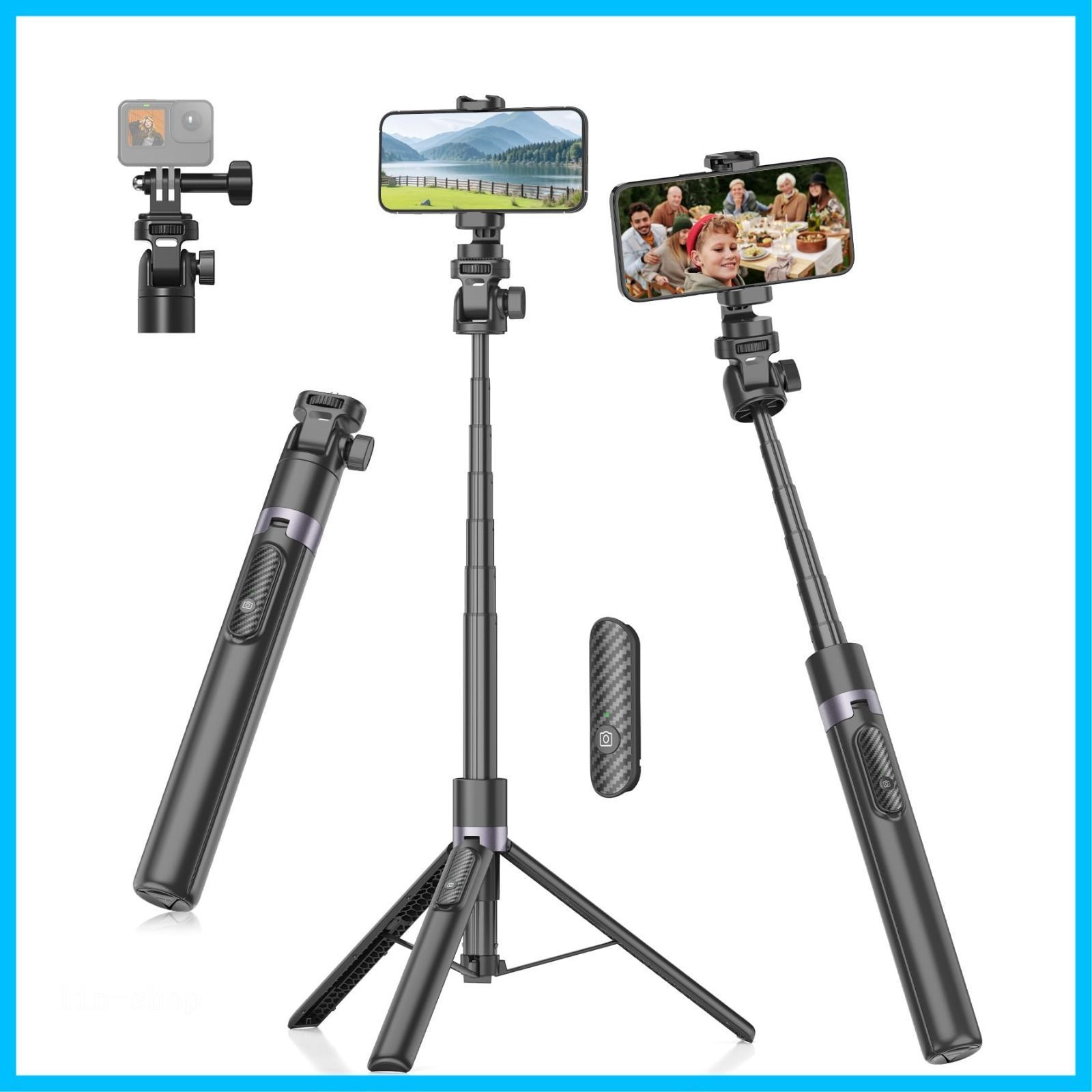 【新着商品】johenwo スマホ 三脚 自撮り棒 172cm 収納一体型 セルカ棒 長い じどり棒 軽量 ロング 卓上三脚 コンパクト 遠隔リモコン付き スマホスタンド 安定 コールドシュー iPh