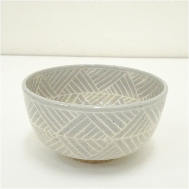 膳所焼 岩崎新定造 三島写茶碗 共箱 茶道 抹茶 おしゃれ 抹茶茶碗 抹茶碗 和食器 レトロ 茶器 骨董 茶わん 茶会 茶の湯 5月 春