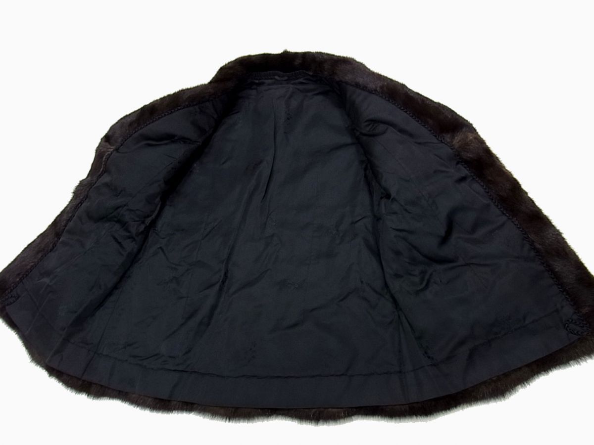 高級毛皮◇MINK FUR ダークミンク コート 毛並 皮質 良好 11号 リアル