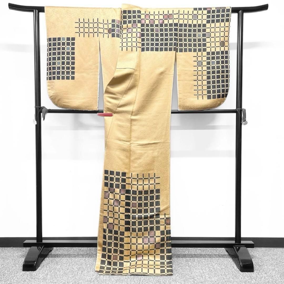 希少　久保田一竹　訪問着　変わり格子柄　着物 週替わりSALE第一弾！】 【一竹工房 久保田一竹】 特選本手絞り染訪問