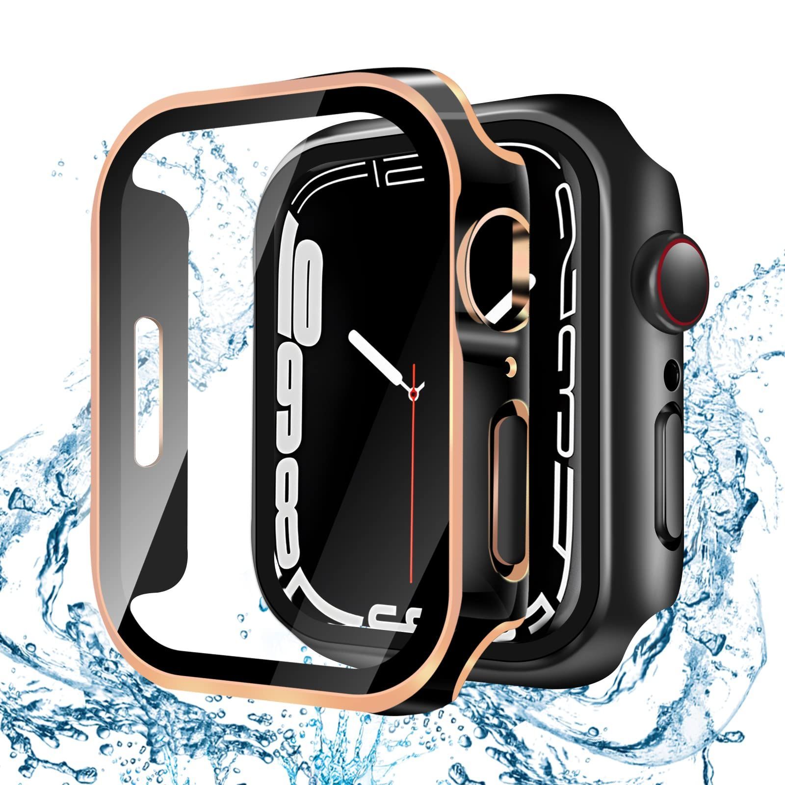 YUGYUG 対応 Apple Watch SE2/SE/6/5/4 40mm ケース アップルウォッチSE2/SE/6/5/4 40mm ケース  PC素材 薄い アップルウォッチ カバー ガラスフィルム 一体型 日本旭硝子材 二重構造 Apple Watch カバー 全面保護 強化ガラス  キズ防止(40mm,ブルー)