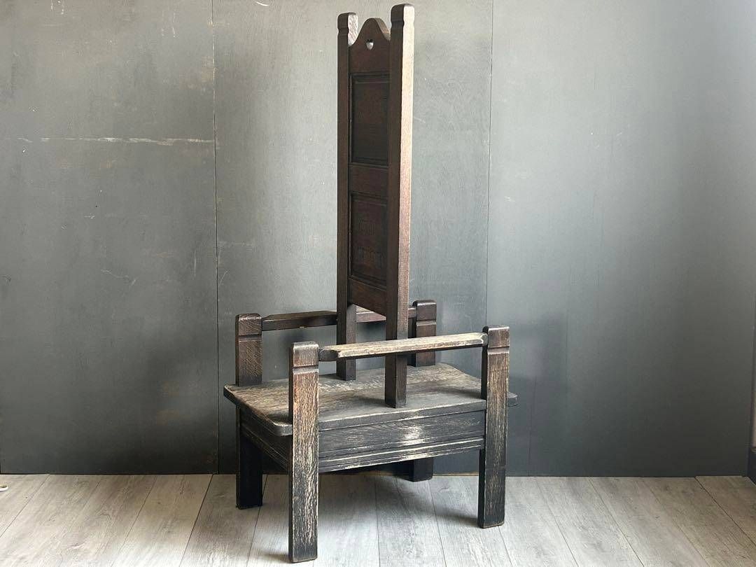 希少oakshop オークショップオーク材両側ハイバックチェア英国nH 