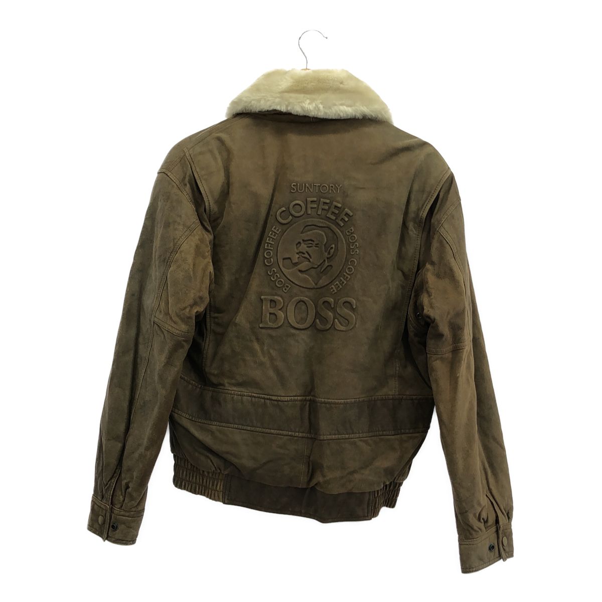 SUNTORY サントリー 90's~ BOSS COFFEE ボス革ジャン レザージャケット エンボスロゴ 非売品 Lサイズ