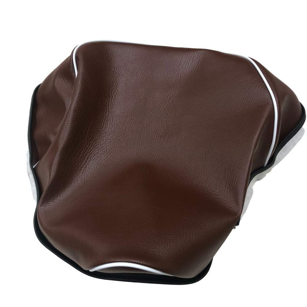 【新着商品】ホンダ リトルカブ(C50) 専用設計 シートカバー日本製(厚手生地)【PVCレザー生地色：茶/パイピング：白】張替タイプ CHRIS-HCH1003-C60P20