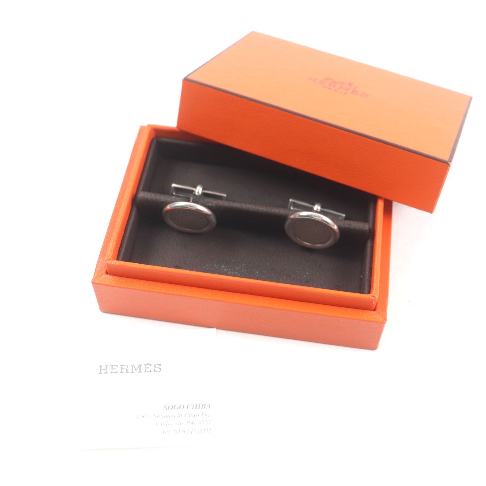 HERMES エルメス カフリンクス サークル セリエ スクエア カットアウト