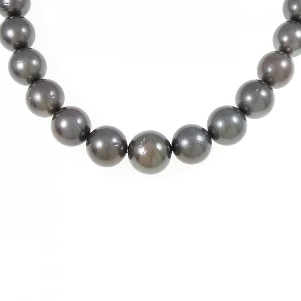 シルバークラスプ 黒蝶パール ネックレス 10-13mm