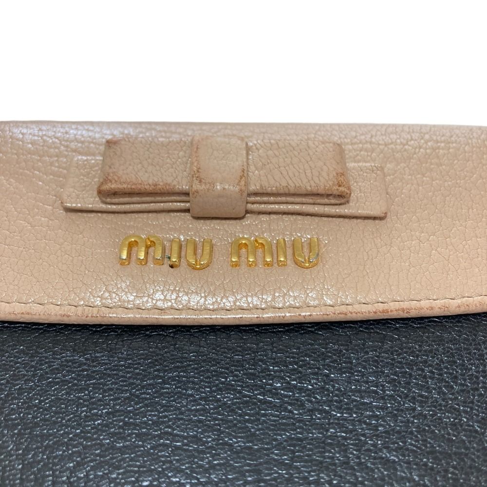 miumiu ミュウミュウ レザー リボン バイカラー がま口 長財布