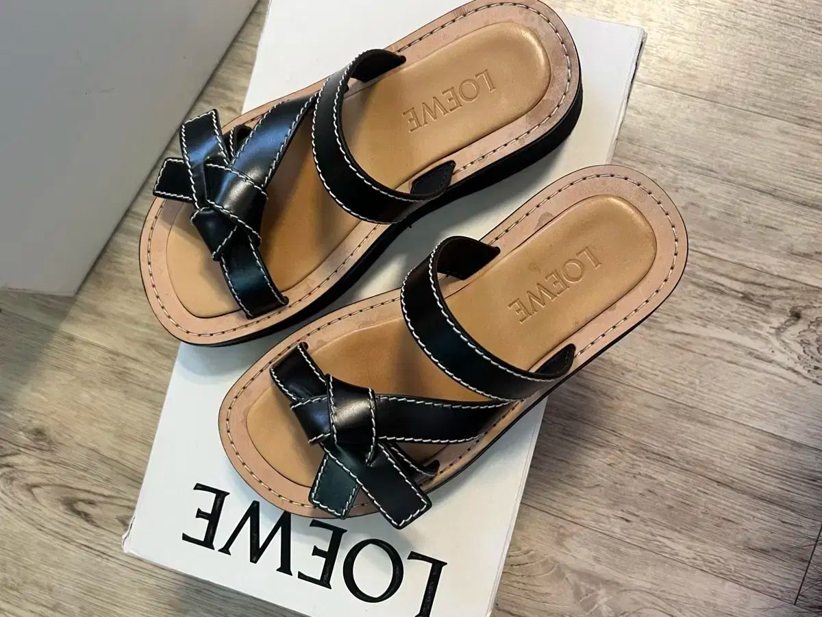 【LOEWE】アナグラム ジャカード スライド サンダル Navy/Black 使用感あり】LOEWEサンダル(36) (LOEWE】アナグラム ジャ