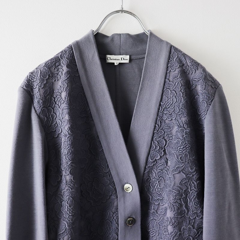 花Christian Dior ニットカーディガン【M】【コットン】【タ Christian Dior - 美品 クリスチャンディオール 花柄ニット
