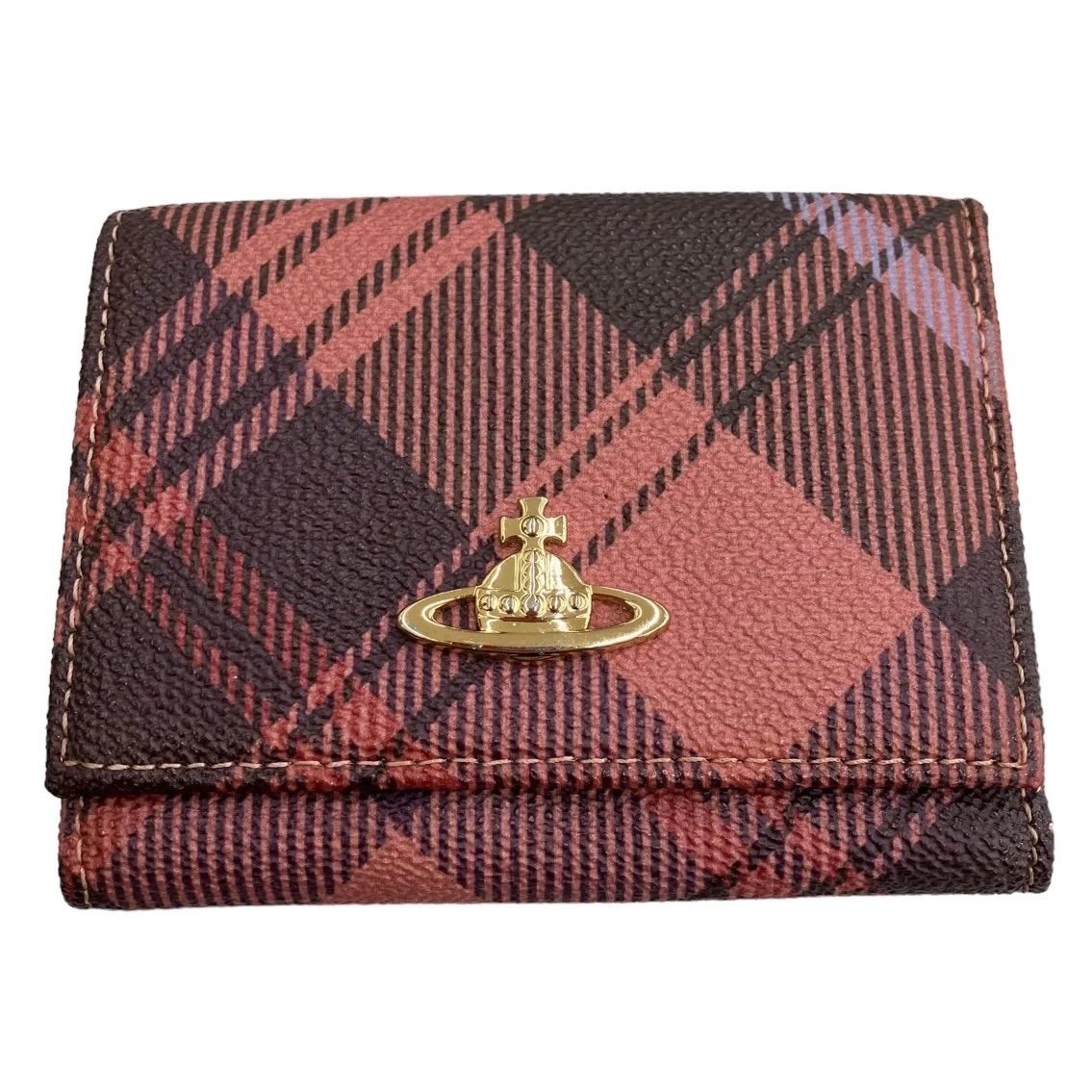 【新品/送料無料】VivienneWestwood チェック柄3つ折りがま口財布