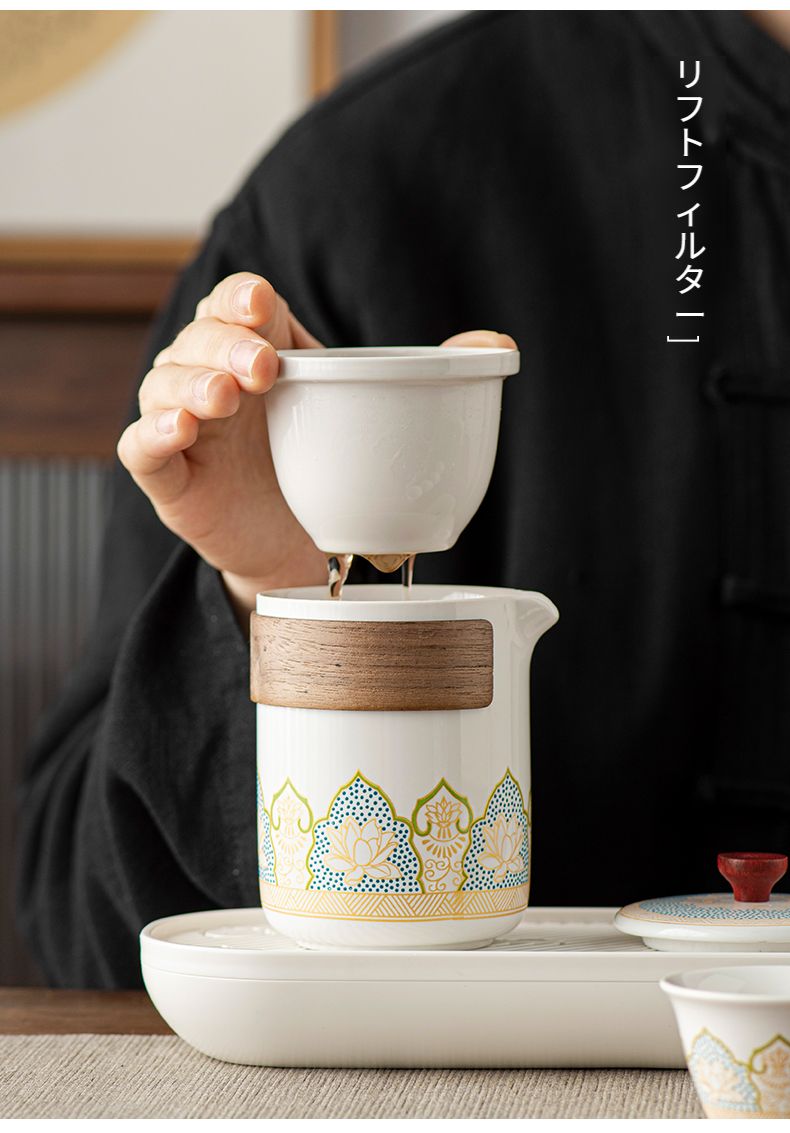 新品 ポータブル旅行茶器セット 一壺三杯 陶磁器製 ファッショナブルな
