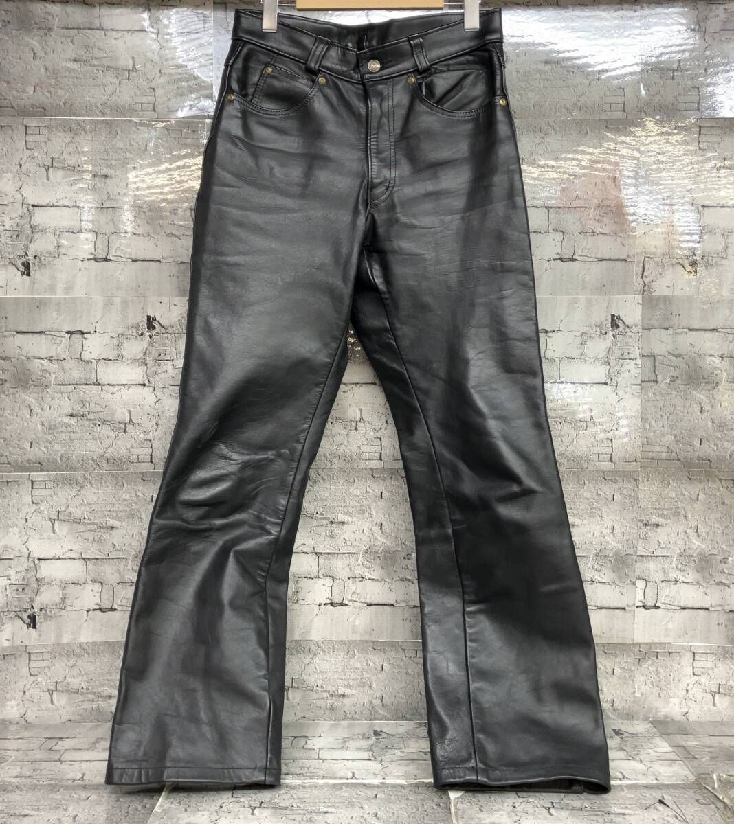 SCHOTT ショット　レザーパンツ　革パン ブラック 30 schott - レザーパンツ Schott ショット W32 パーフェクト 黒 本