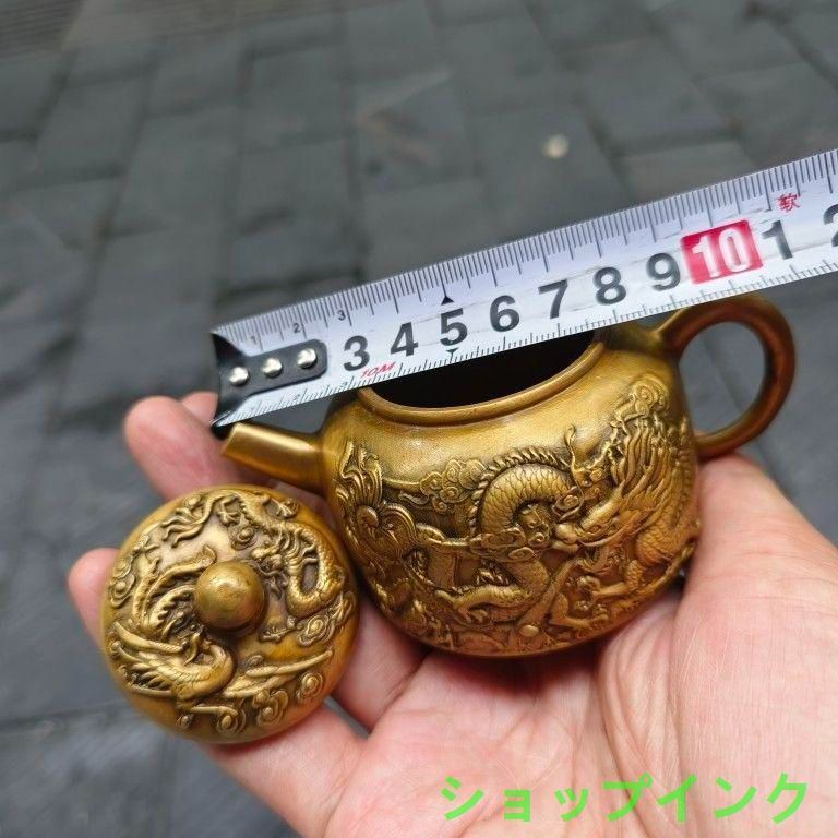 龍鳳徳利 急須 煎茶道具 工芸品 美術品 置物 銅器 龍鳳徳利 茶道具 煎茶道具 浮き彫り 工芸品 美術品 置物
