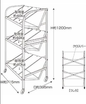 高耐荷重傾斜ファイルワゴン3段 新古品 RAK-179