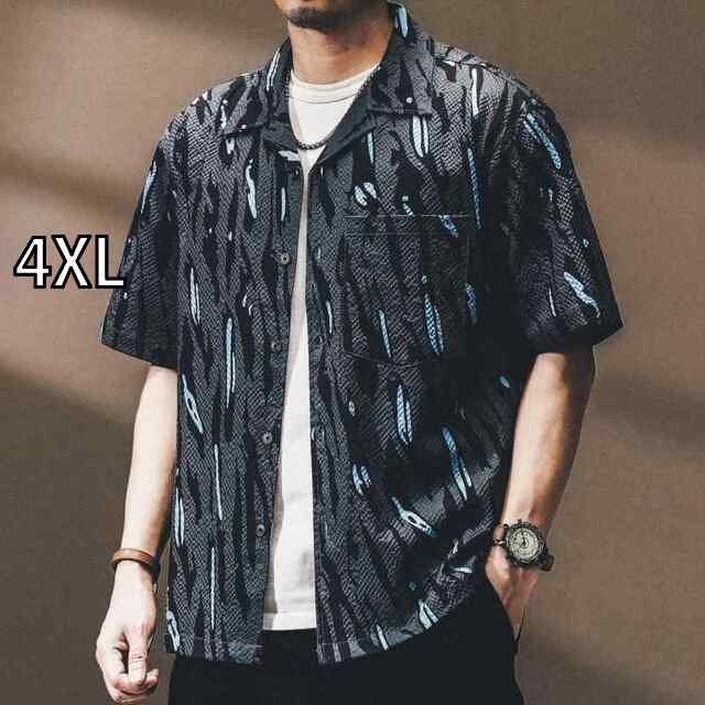 4XL メンズ ファッション 服 オシャレ シンプル 大人 かっこいい 大きいサイズ ストリート 紳士服 夏 冷感 薄手 シア サッカー フラワー シャツ ハワイアン ビーチ バケーション カジュアル 半袖