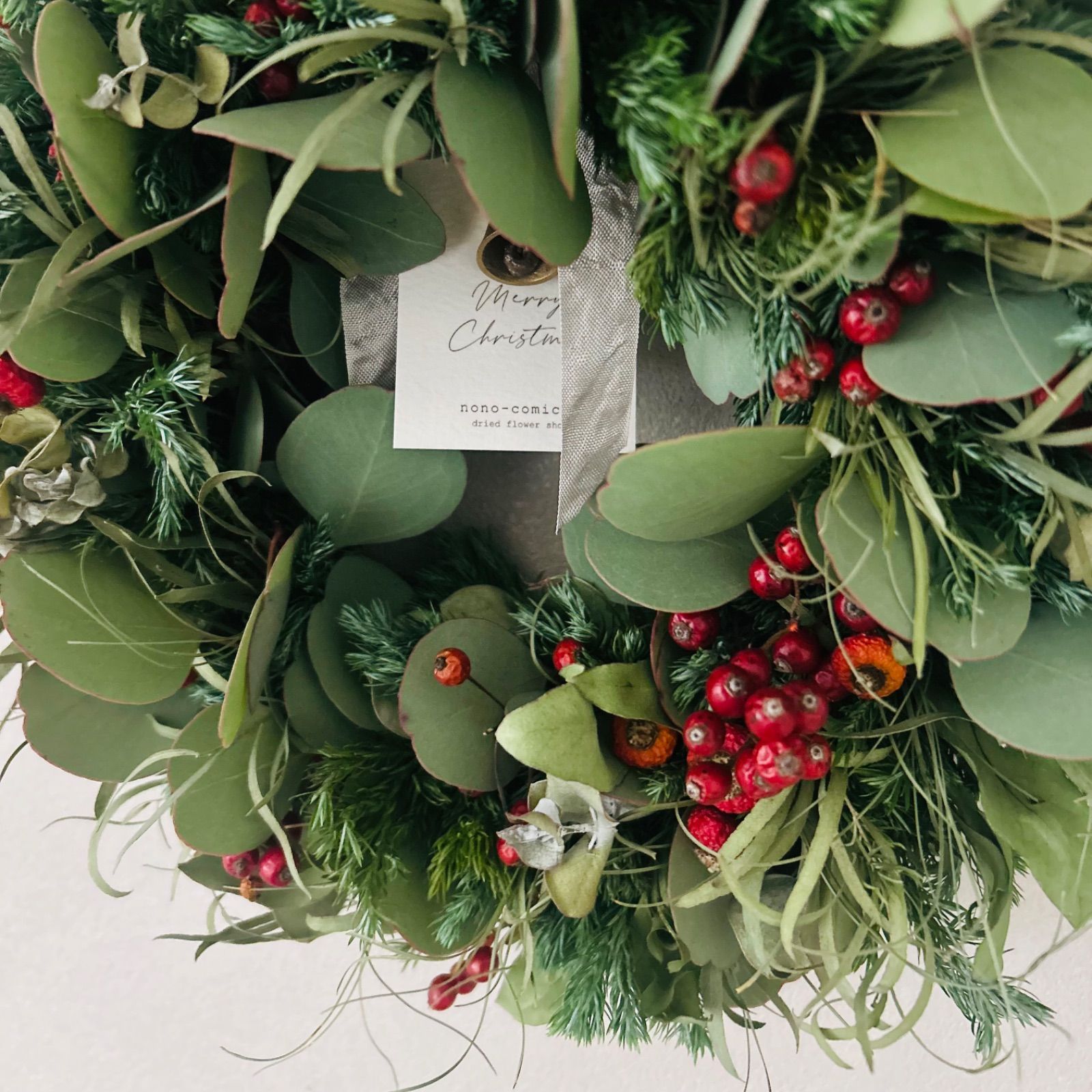 Merry Christmas ＊ 静かな森 赤い実のクリスマスリース 25cm Merry