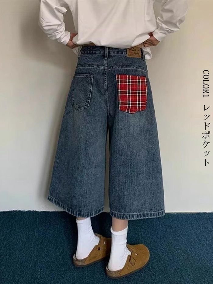 デニムパンツ 即購入OK レディース 七分丈 大きいサイズ ワイド