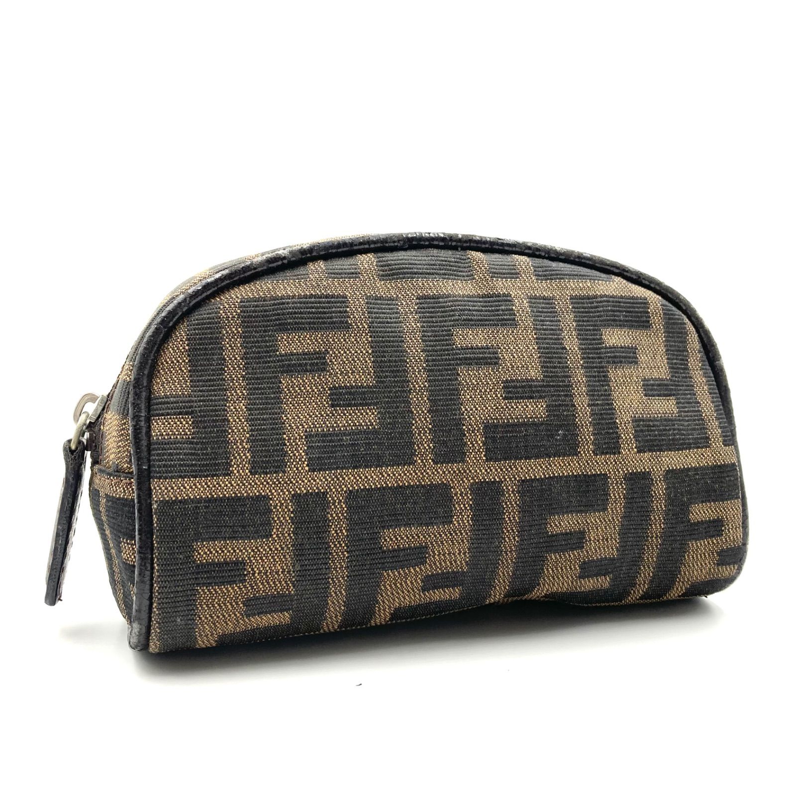 【極美品】FENDI フェンディ ポーチ ズッカ柄 コスメ 小物入れ キャンバス 美品】 FENDI フェンディ ズッカ柄 キャンバス 化粧ポーチ 小物