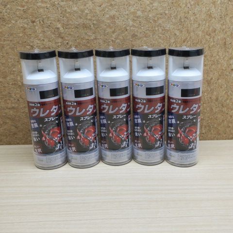 アサヒペン 塗料 2液ウレタンスプレー 300ml ツヤ消し黒 5本セット