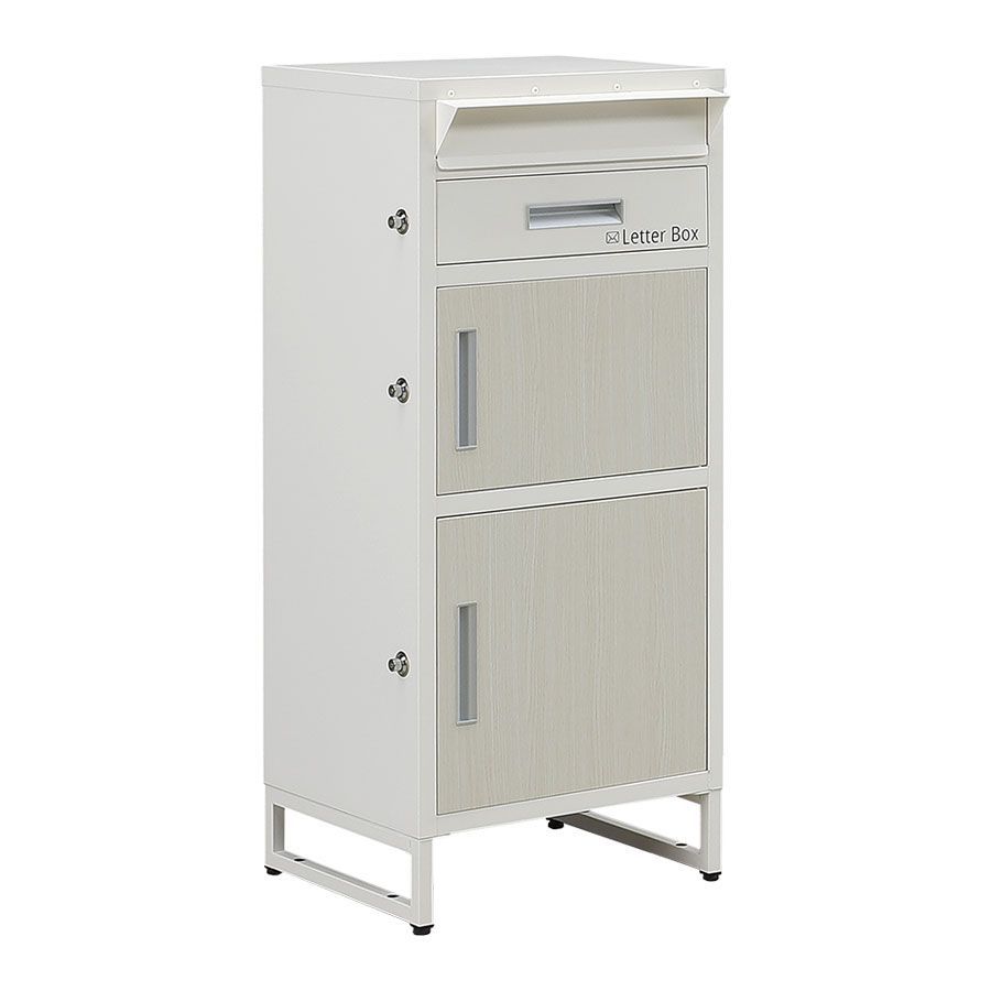 日本製 ナカバヤシ 宅配ボックス 2枚扉 W60×H62.5cm アイボリー