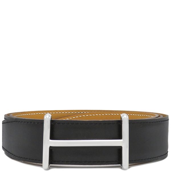 エルメス HERMES ベルト Hダンクル ＃90 ボックスカーフ ブラック×キャメル 90 シルバー金具 リバーシブル Hバックル 黒 茶 □H刻印 箱