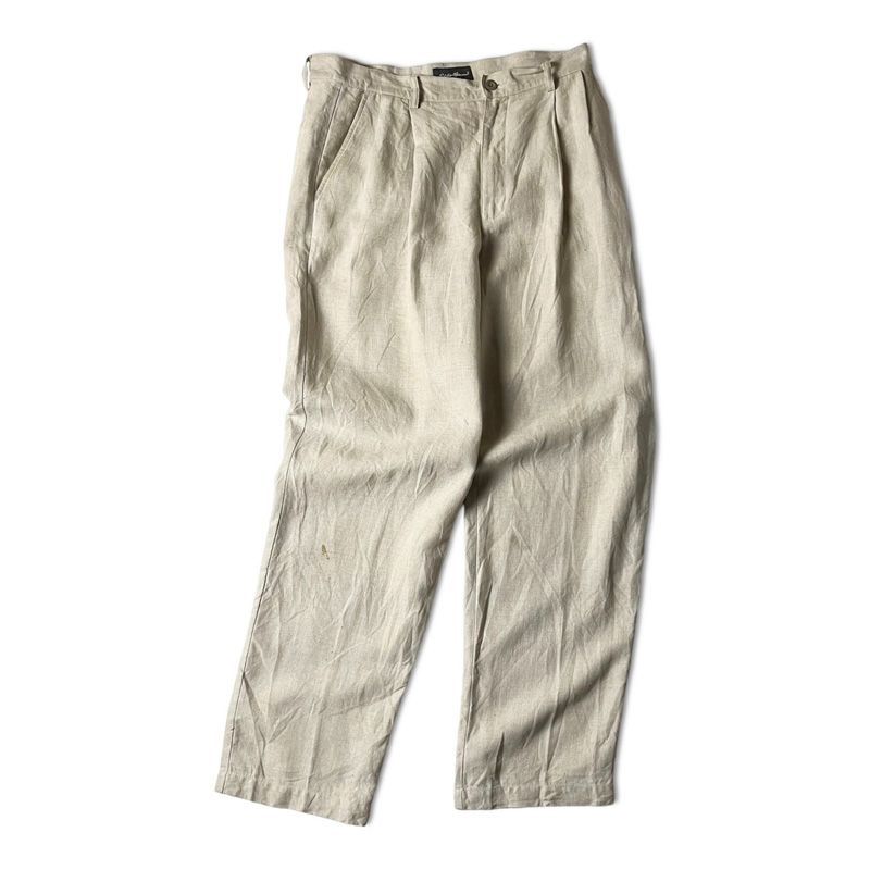 00s Eddie Bauer 2タック 100 リネン スラックス パンツ 33 32 00年代