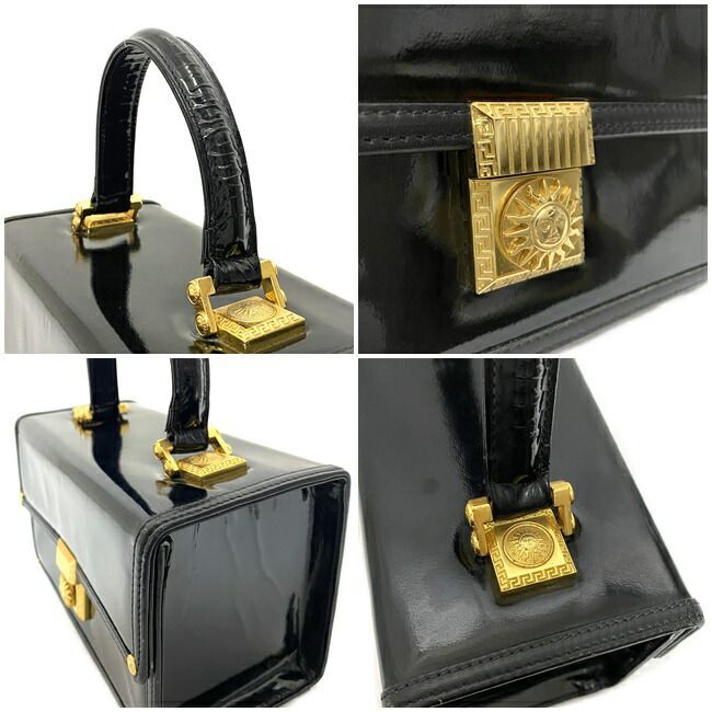 極美品 ヴェルサーチ サンバースト バニティバッグ ブラック ゴールド 極美品 ヴェルサーチ サンバースト バニティバッグ ブラック ゴールド