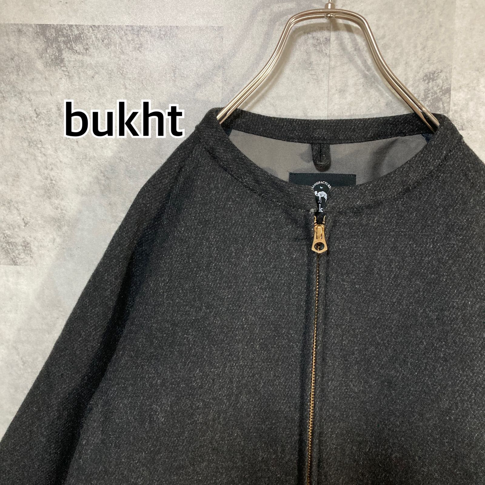 日本製 bukht ブフト ノーカラーカシミヤ混ウールジッパージャケット 