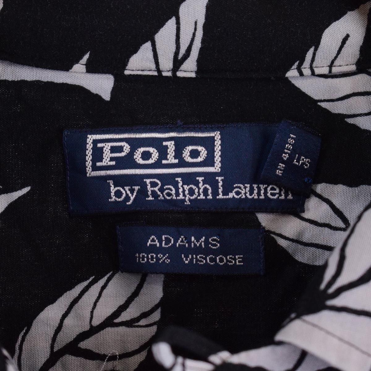 ポロラルフローレン アロハ 黒 POLO Ralph Lauren ADAMS 美品 2XL Adams レーヨン 黒 Polo Ralph Lauren ポロラルフ