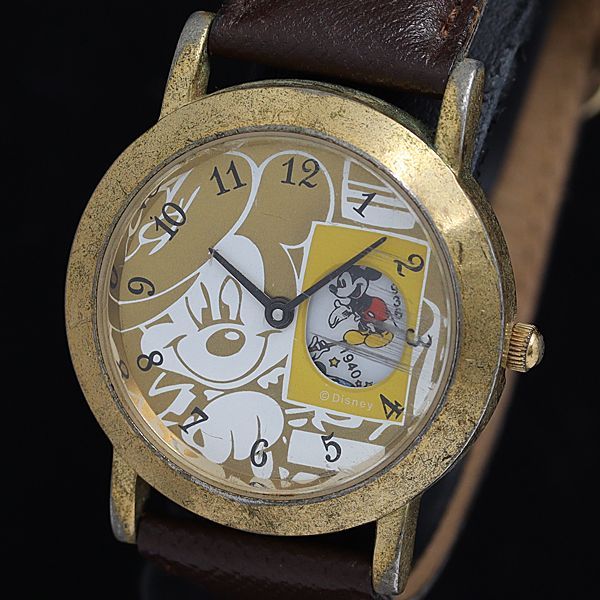 稼動 ディズニー ミッキーマウス QZ M123 ゴールド文字盤 ボーイズ