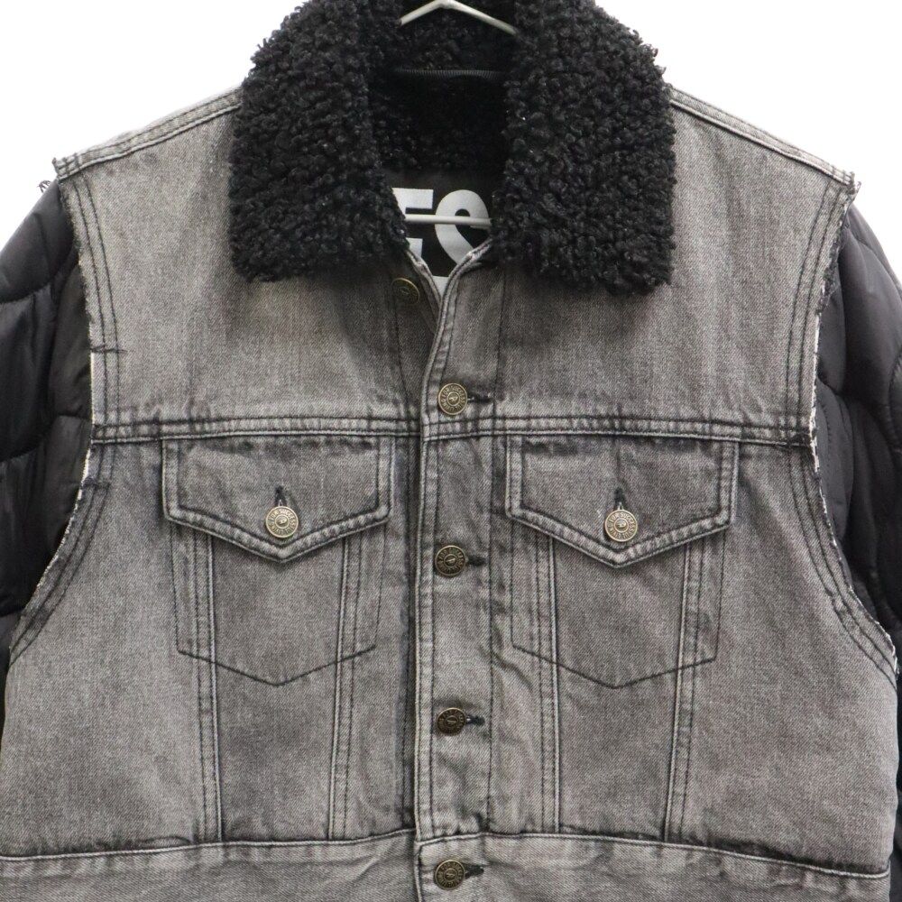 DIESEL (ディーゼル) デニム フロントラムレザー切替ハイネック L