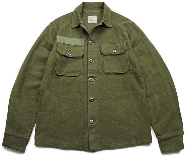 70s 米軍 U.S.ARMY ウールシャツ オリーブグリーン SB ビンテージ ミリタリー ユーティリティ ボックス