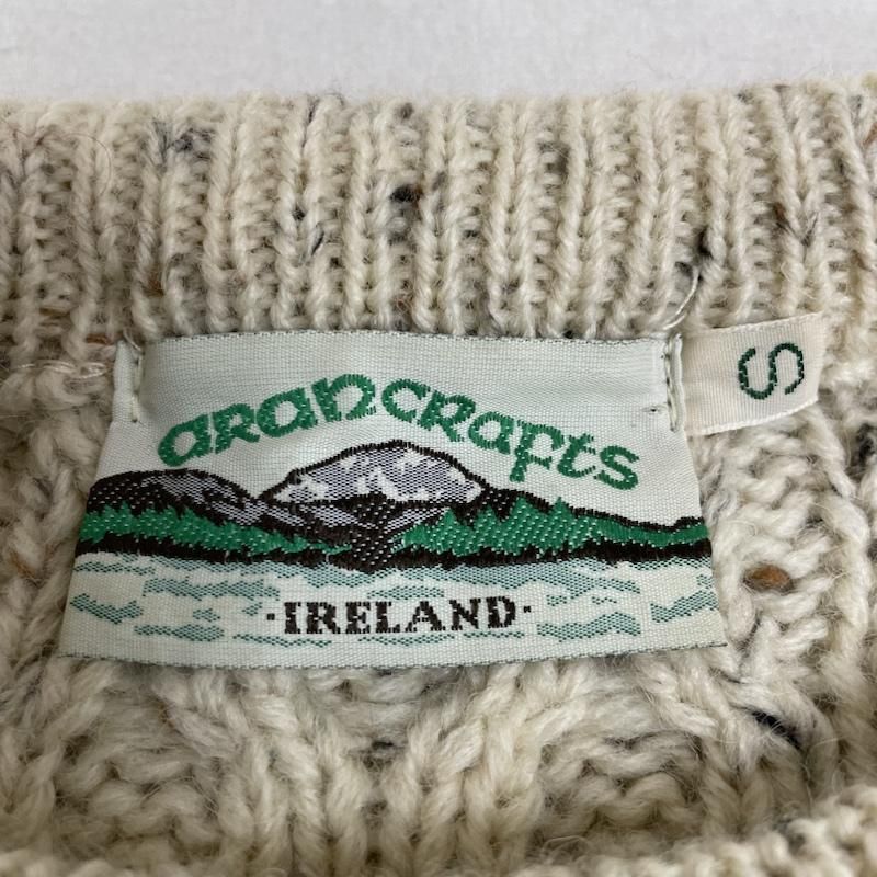 90s アランクラフト フィッシャーマンニットセーター S 生成り