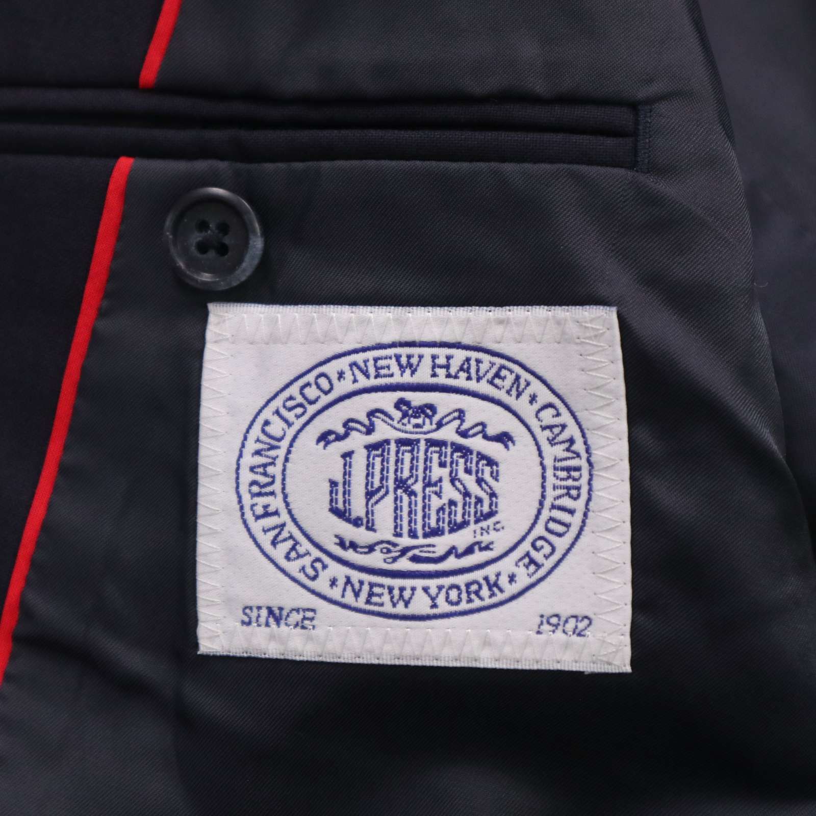 【美品】JPRESS  ロゴ刻印金ボタン テーラードジャケット 紺ブレ 美品】JPRESS ロゴ刻印金ボタン テーラードジャケット 紺ブレ