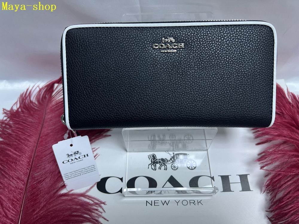 コーチ COACH 長財布 財布  長財布 財布  ロング ウォレット ラウンドファスナー バイカラー 黒 白 新生活 年度末 プレゼント ギフト 贈り物 新品 敬老の日 財布 レディース 未使用品A167 F12585 12