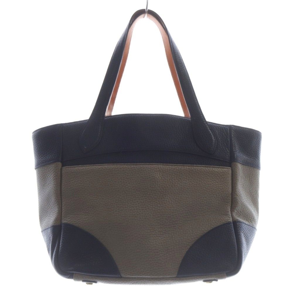 ADMJ アクセソワ Accessoires De Mademoiselle ハンドバッグ バイ ターンロック 切替 ロゴ 紺 グレージュ