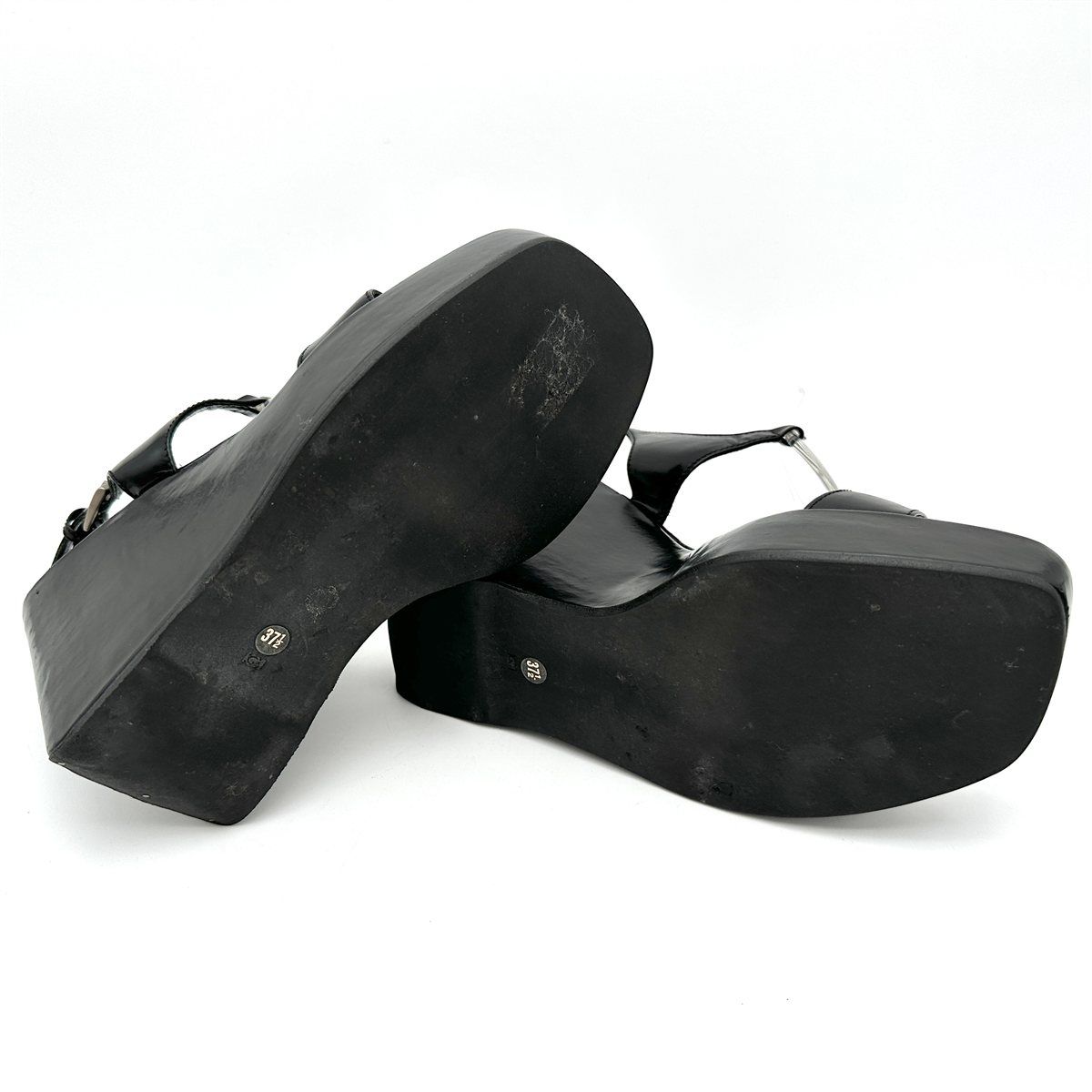 □希少□ PRADA サンダル 本革 ロゴ バックストラップ スクエア □希少□ PRADA サンダル 本革 ロゴ バックストラップ スクエア