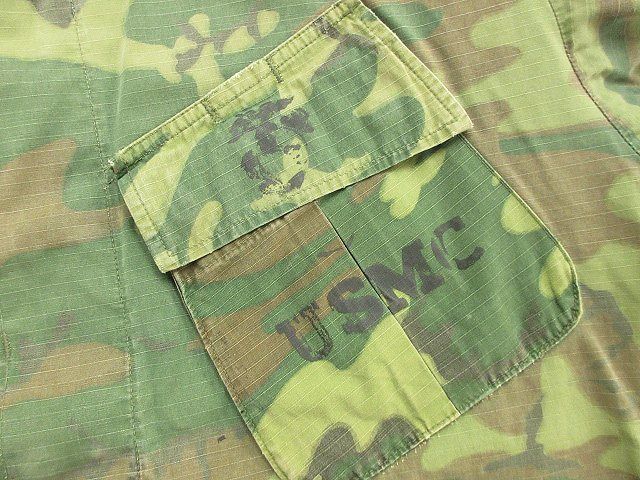60s ジャングルファティーグ　USMC カモ　迷彩　US ARMY 米軍 60s ☆ 69年製 USMC ジャングルファティーグ ジャケット SMALL
