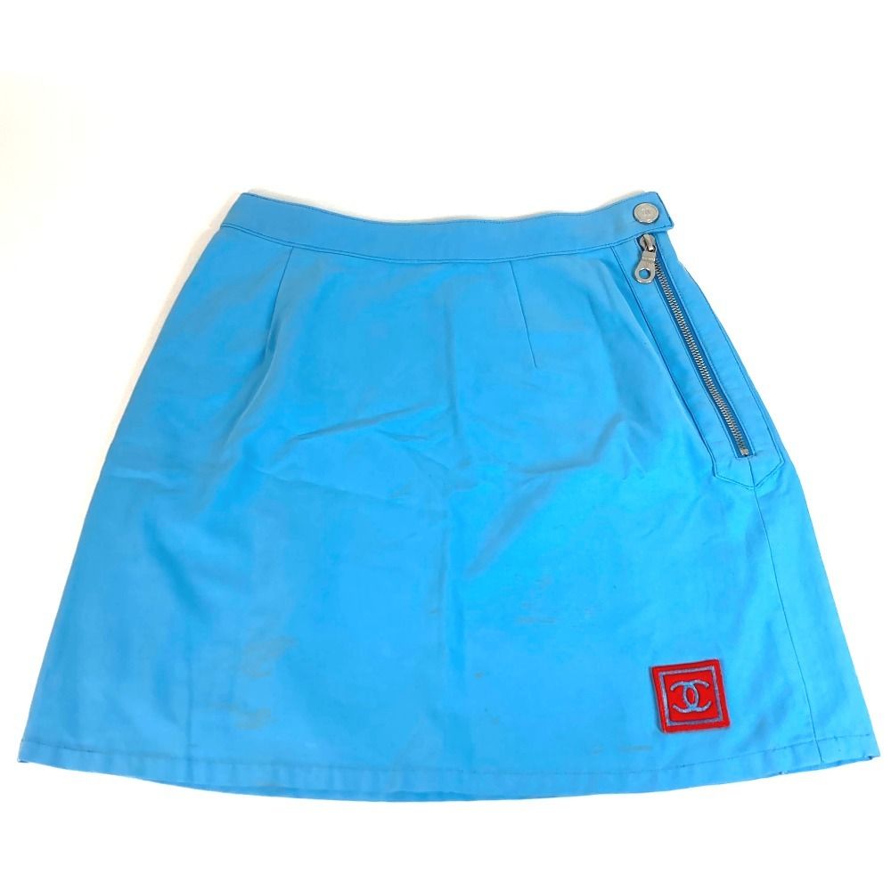 CHANEL シャネル スカート ロゴ CC ココマーク P19433 コットン ブルー