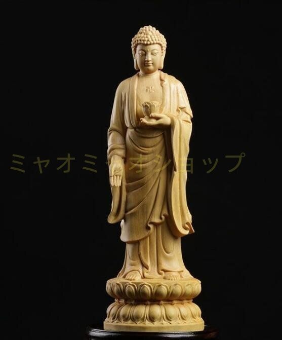 黄楊木彫刻実木如来木彫置物21 cmWPおすすめ注目1011
