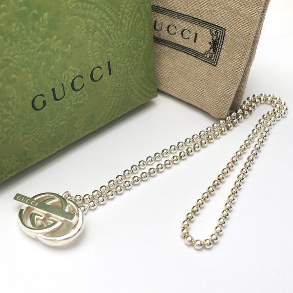GUCCI インターロッキングG ネックレス シルバー Ag925 ボールチェーン