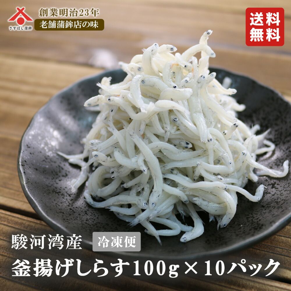 【送料無料】【釜揚げしらす 100g × 10パック】静岡駿河湾産 産地直送 由比特産 新鮮 静岡 由比 駿河湾 しらす シラス 釜揚げ 100g お取り寄せグルメ  おつまみ 酒の肴 ギフト  プレゼント ご当地 お土産 海鮮 名産 ふわふわ