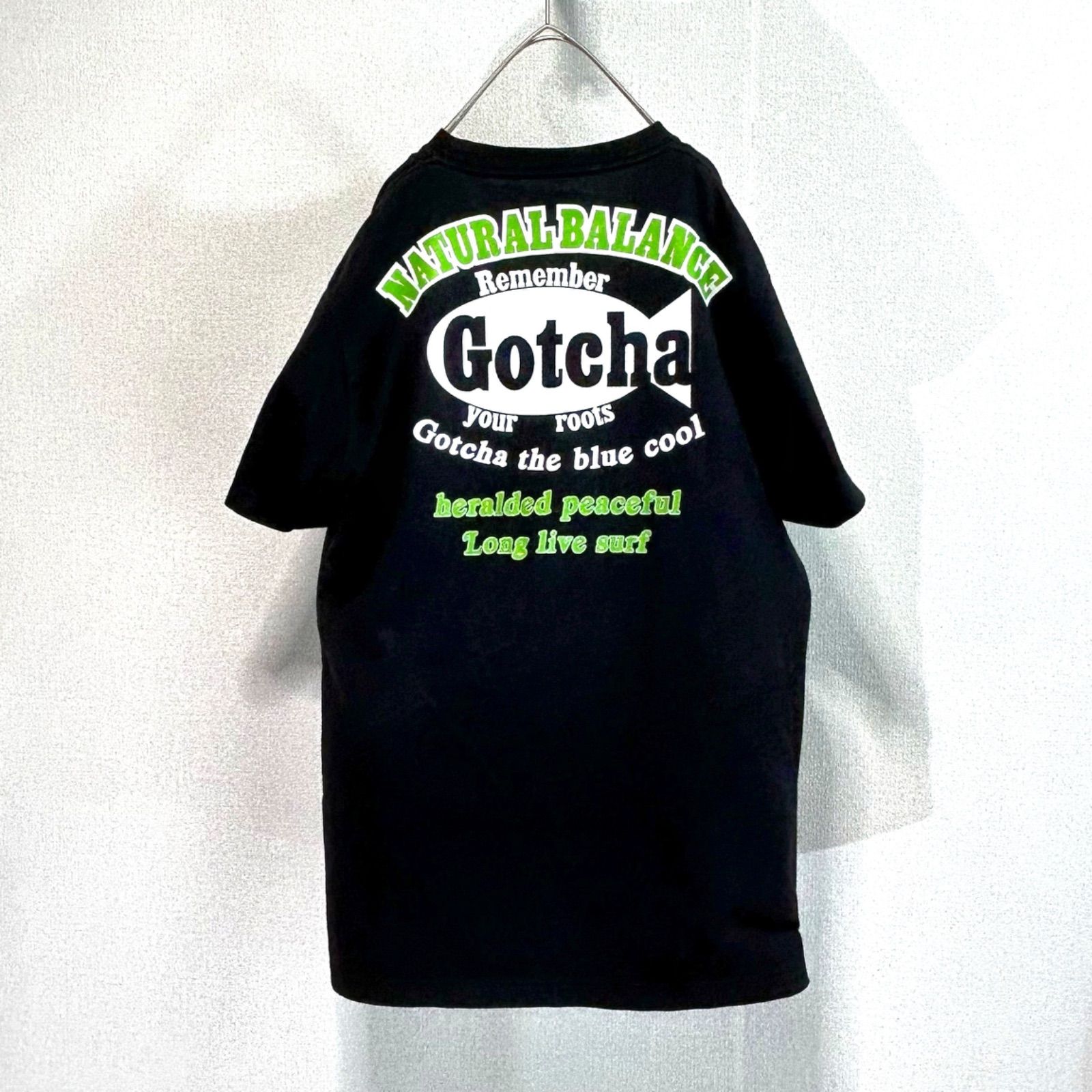 GOTCHA肉厚Tシャツ刺繍ロゴB系大XL黒ブラック古着