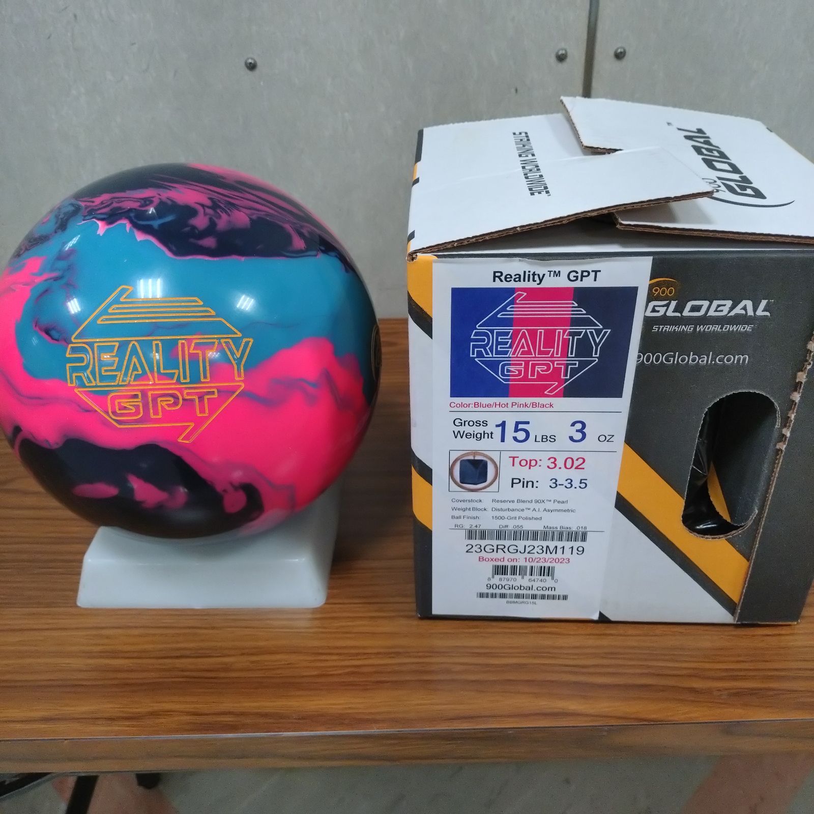 【新品】ボウリングボール リアリティGPT 15ポンド3オンス 新品】ボウリングボール リアリティGPT 15ポンド3オンス ABS